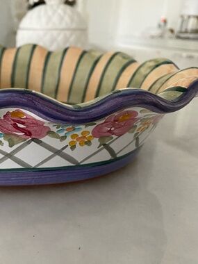 RARE Mackenzie-Childs hand painted ceramic casserole